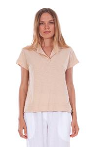 RAVENS VIEW IBIZA Damen vegan Polo T-Shirt Alexa Sand Beige