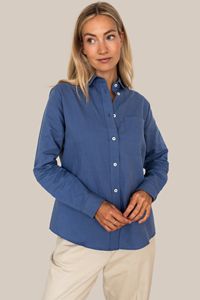 Arber Studio Damen vegan Weidenbluse Leinen Blau