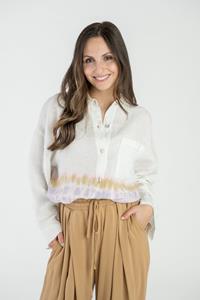 STORY OF MINE Damen vegan Bluse Dip-Dye Off White