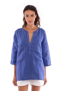 RAVENS VIEW IBIZA Damen vegan Hemd Ebba Klein Blau