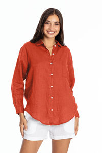 RAVENS VIEW IBIZA Damen vegan Hemd Monet Terracotta Orange