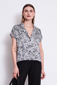 JAN N JUNE JAN 'N JUNE Damen vegan Bluse Tierra Nervous Print Schwarz