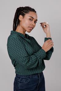 Brava Fabrics Damen vegan Sonnenblume Slim Fit Bluse Marinegrün