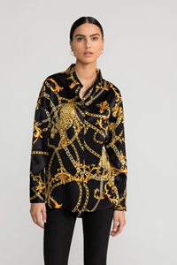 Lovjoi Damen vegan Bluse Alaiya Jaguar Barock Schwarz