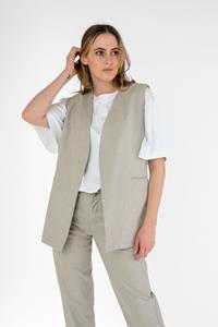 STORY OF MINE Damen vegan Lange Weste Beige