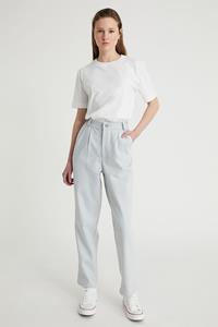 Infinitdenim Damen vegan Hose Plissiert Hellgrau