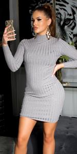 Cosmoda Collection hoge halter gebreide jurk gray