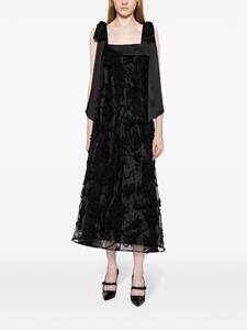 Aje Ursula floral-appliqué organza dress - Zwart