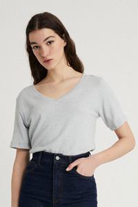 Infinitdenim Damen vegan V-Neck T-Shirt Grau