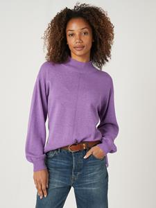 REPEAT cashmere Trui met hoge hals en pofmouwen van katoen-mix