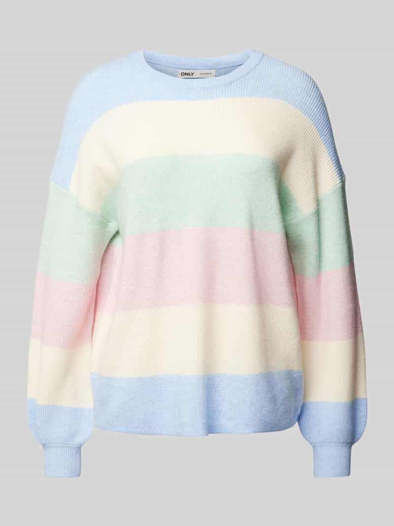 Only Comfort fit gebreide pullover met breed streepmotief en extra brede schouders, modell 'ATIA'