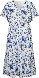 Your Look... for less! Dames Bloemenjurk wit/marine geprint Größe