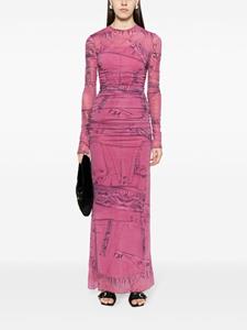 Blumarine Cargo maxi-jurk met patchprint - Roze