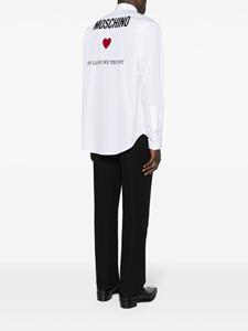 Moschino logo-embroidered cotton shirt - Wit