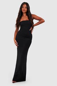 Boohoo Textured Mesh Bandeau Maxi Dress, Black