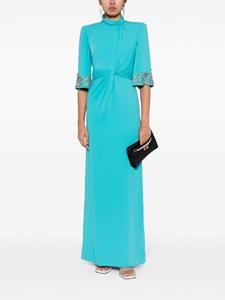 Jenny Packham Lily beaded crepe gown dress - Blauw