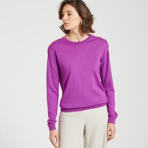 ANNE WEYBURN Trui met ronde hals in fijn tricot, mixed wol