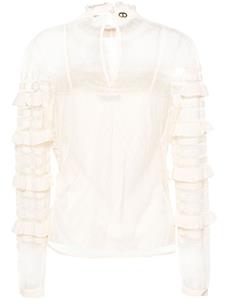 TWINSET floral-lace ruffled blouse - Beige