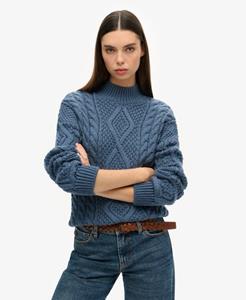 Superdry Vrouwen Gebreide Aran Kabeltrui met Polokraag