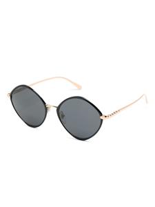Bvlgari engraved-logo geometric-frame sunglasses - Zwart