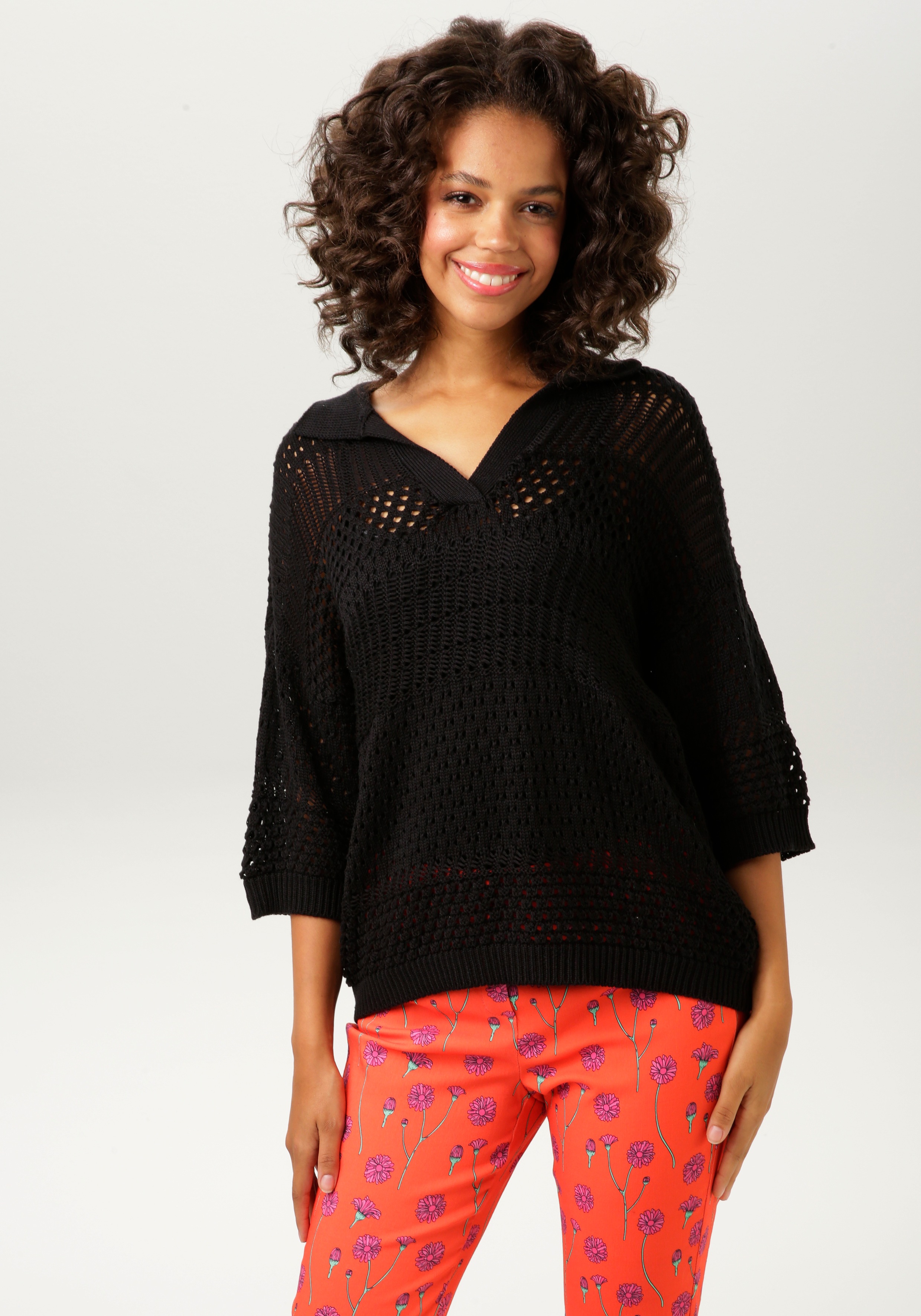 Aniston CASUAL Strickpullover, im trendigem Ajour-Mustermix - NEUE KOLLEKTION