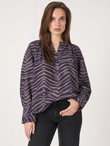 REPEAT cashmere Blouse met zebraprint van katoen-zijde-mix