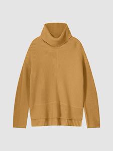 REPEAT cashmere Trui van merinowol met brede rolkraag