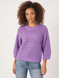 REPEAT cashmere Trui met pointelle details