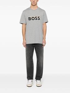 BOSS logo-stamp cotton T-shirt - Grijs