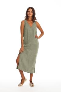 RAVENS VIEW IBIZA Damen vegan Kleid Winona Khaki Grün