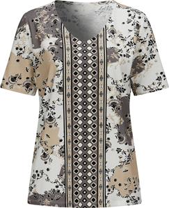 Your Look... for less! Dames Shirt met korte mouwen ecru/grijs bedrukt Größe