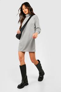 Boohoo Gebreide Trui Jurk Met Col, Grey