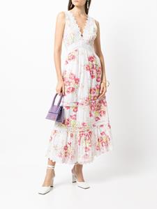 LoveShackFancy Maxi-jurk met bloemenprint - Wit