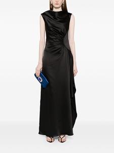 Amsale asymmetric draped satin gown - Zwart