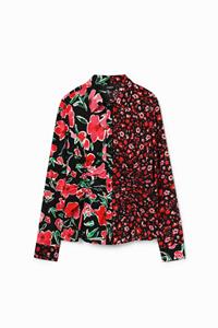 Desigual Aangerimpelde blouse met bloemen - RED