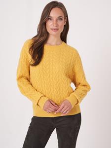 REPEAT cashmere Fijn gebreide kabeltrui van biologisch cashmere
