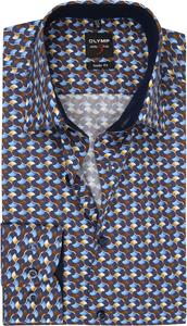 Olymp Lvl 5 Overhemd Dessin Blauw