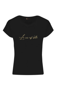 The Musthaves La Vie Est Belle Embroidery T-shirt Zwart