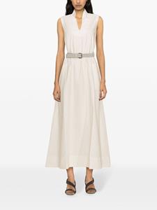 Brunello Cucinelli crinkled belted maxi dress - Wit