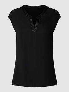 Dames Korte Mouw Viscose Stretch Blouse met Tunic Collar COMMA