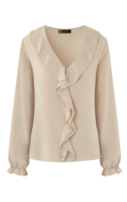 The Musthaves Ruches Detailed Blouse Beige