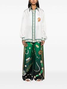 Casablanca graphic-print silk trousers - Groen