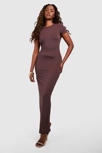 Boohoo Premium Matte Slinky Crew Neck Maxi Dress, Chocolate