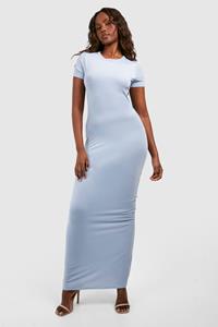 Boohoo Premium Matte Slinky Crew Neck Maxi Dress, Denim-Blue