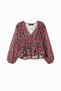 Desigual Plumeti blouse met bloemen - BLACK