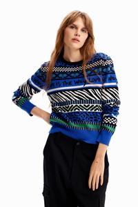 desigual Korte trui met sierranden - BLUE