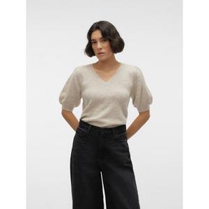 Vero Moda Strickpullover "VMELLYLEFILE SS V-NECK PUFF PULLOVER"