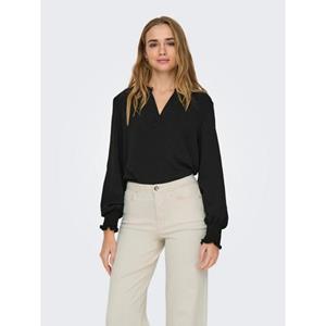 ONLY Blusenshirt "ONLMETTE V-NECK LS SMOCK TOP NOOS WVN"