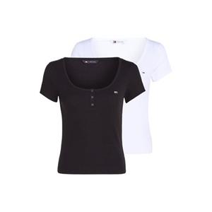 Tommy Jeans T-Shirt "TJW 2PACK HENLEY SS RIB TEE", (Packung, 2er-Pack), mit Tommy Jeans Markenlabel
