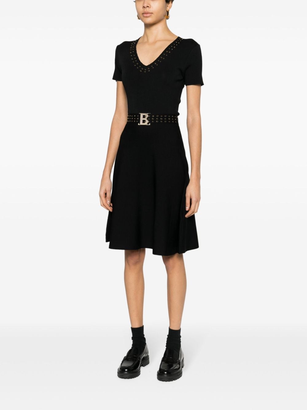 Blugirl rhinestone-embellished knit dress - Zwart